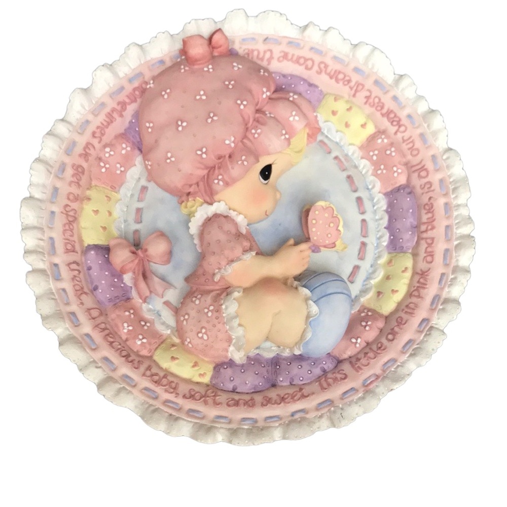 COPY - 1996 3-D Precious Moments Baby girl plaque